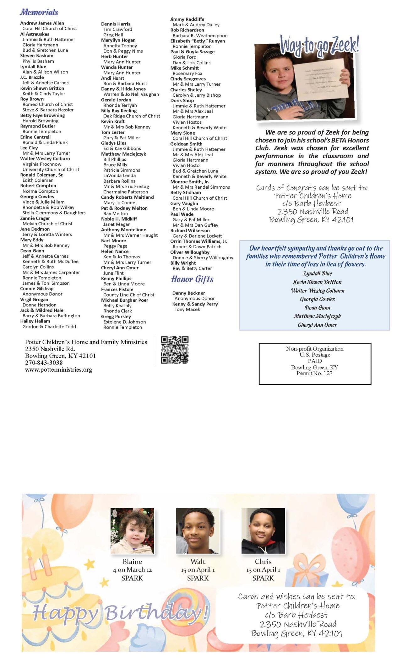 March 23 Newsletter Potter Children's Home & Family Ministries